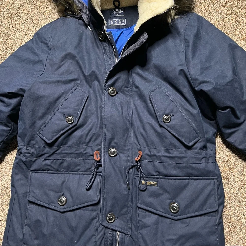 NWOT Abercrombie & Fitch Down Filled Insulated Jacket Coat Size XL Blue - Picture 4 of 11